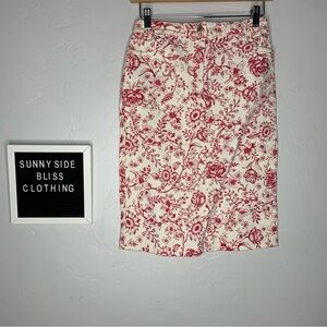 Vintage Mary Kate Ashley Red Floral Pencil Skirt Juniors 14 Y2K Cottagecore